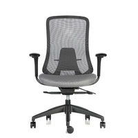 Vista frontal de silla ergonómica Donnina Malla gris con brazos 4D