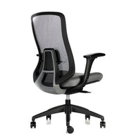 Vista trasera en 45 grados de silla ergonómica Donnina Malla gris