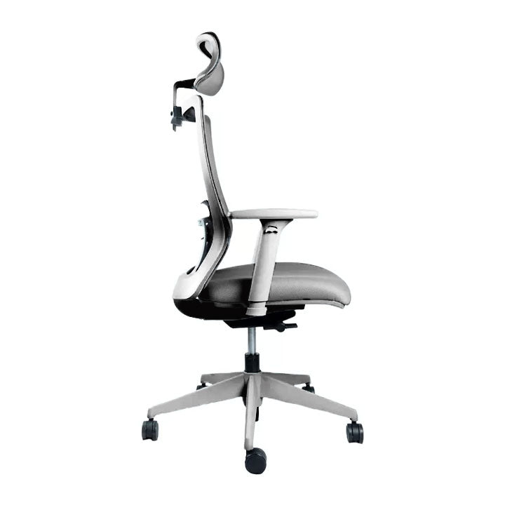 Silla Ergonómica Portone Gris Okamura con Apoyacabeza