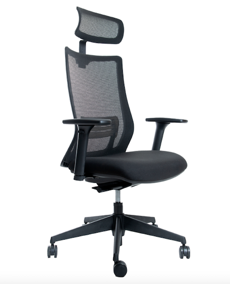 Silla Ergonómica Portone Negra Okamura con Apoyacabeza