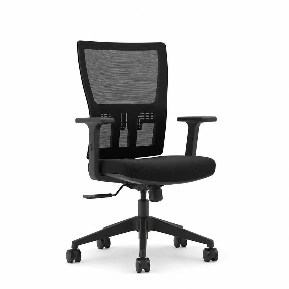 Silla de escritorio ergonómica Torhu negra en vista 45 grados