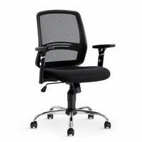 Silla de escritorio Cubo VICCA con base cromada y brazos regulables, vista 45 grados