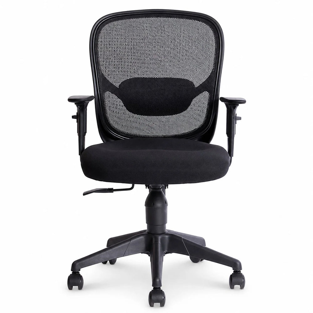 Silla de escritorio Vela VICCA con brazos regulables y respaldo de malla, vista frontal