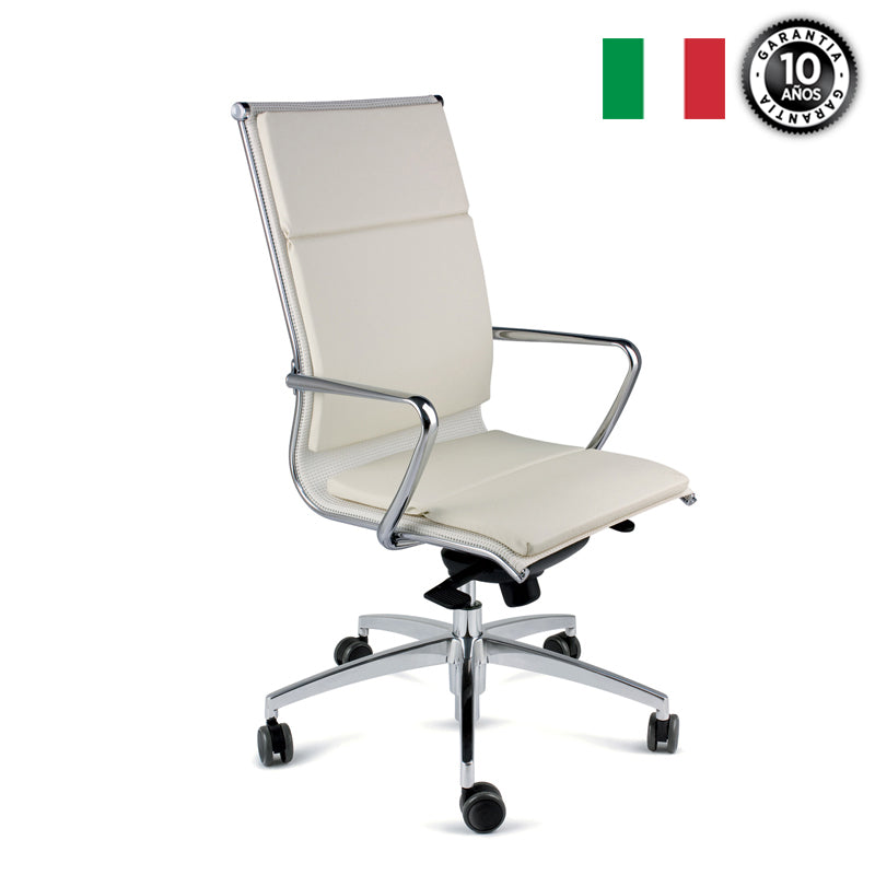 Silla Gerencial Alia Alta Tapizada en Cuero Natural o Ecocuero