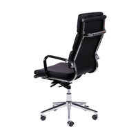 Silla Priamo Alta negra con base de acero cromado
