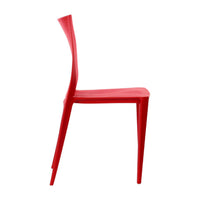 Silla para restaurante Pismo de polipropileno de perfil, roja, sin brazos y con respaldo curvo y cuatro patas