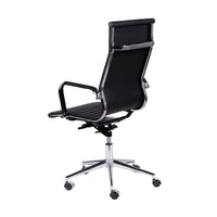 Silla Bishop Alta negra con base metálica cromada