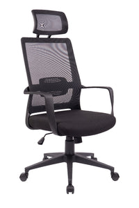 silla de escritorio cova con cabecero y brazos fijos