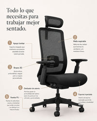 Silla Ergonómica Nina Vicca, beneficios ergonómicos