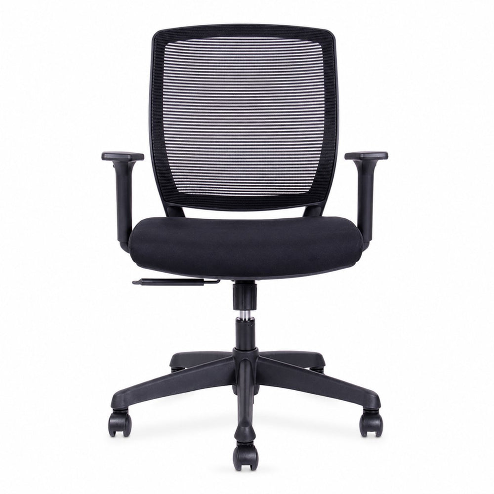 Silla operativa Job negra, vista frontal