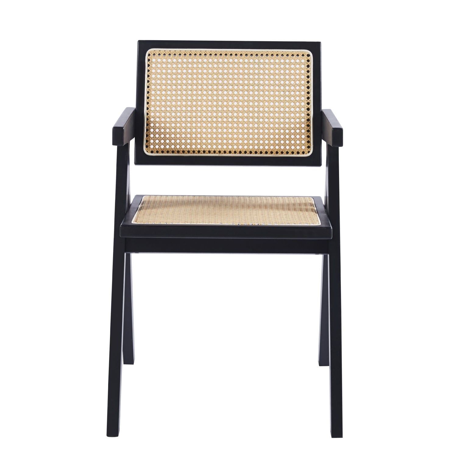 Sitial Chandigarh madera negra rattan Vicca, vista lateral