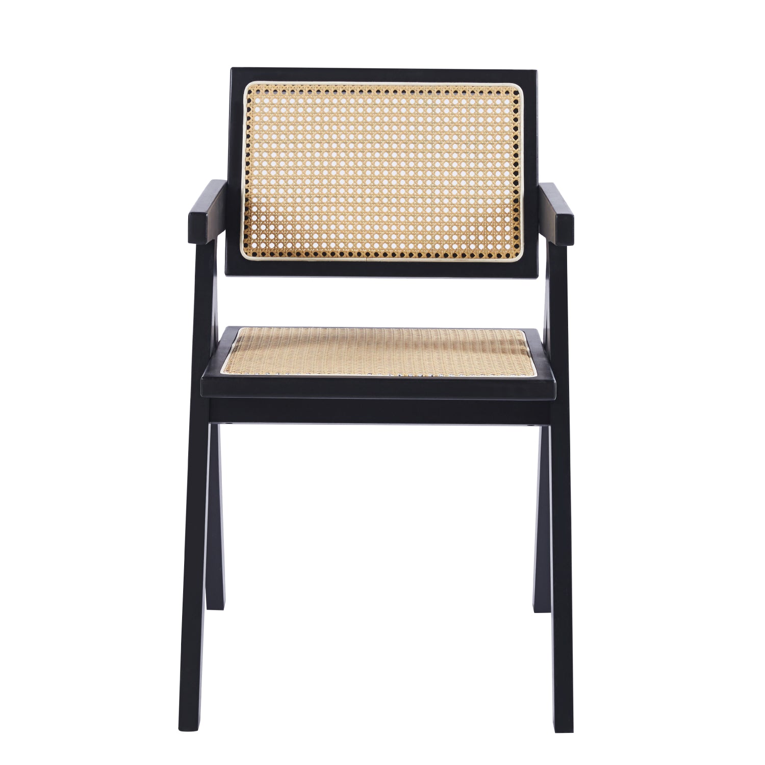 Sitial Chandigarh madera negra rattan Vicca, vista frontal