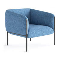 Sofá Alfa 1 Cuerpo azul VICCA en perspectiva, sillón individual para living u oficina