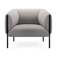 Sofá Alfa 1 Cuerpo gris VICCA, sillón tapizado con patas de acero negro, vista frontal