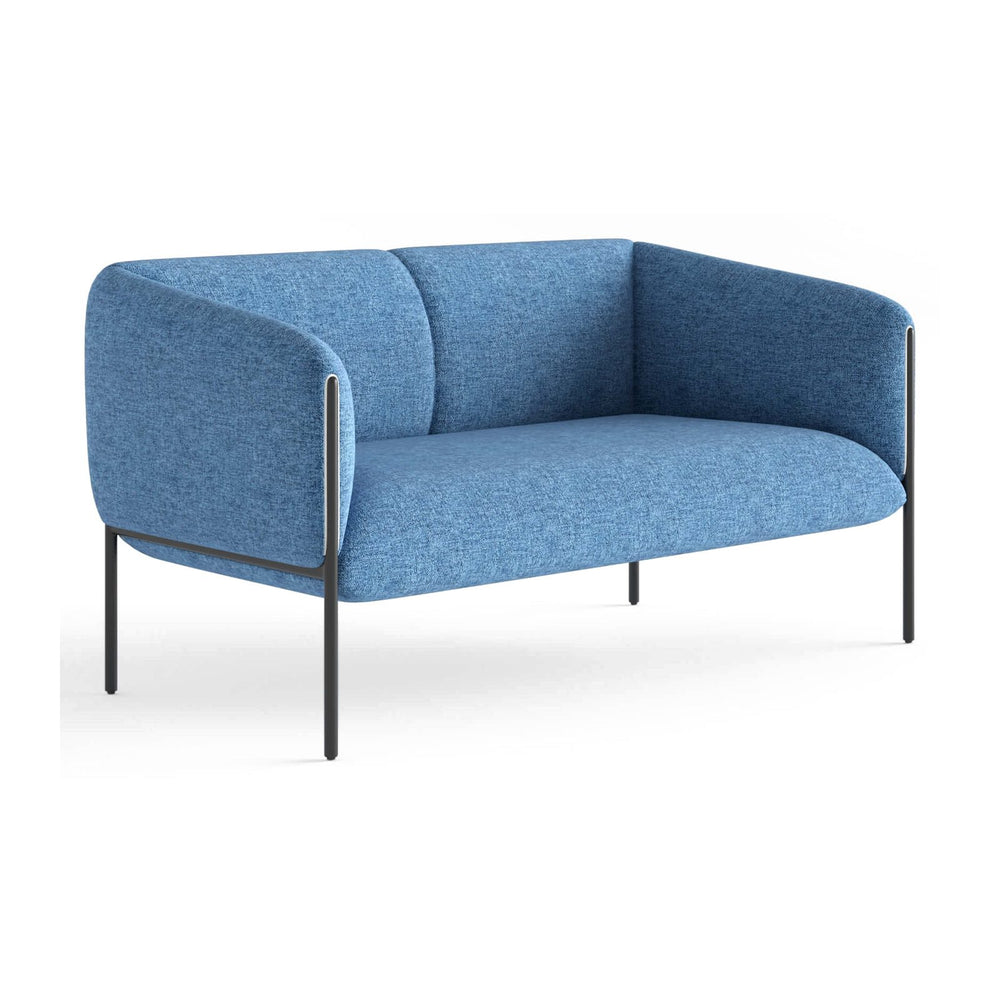 Sofá Alfa 2 Cuerpos azul VICCA en perspectiva, sofá para living pequeño o recepción