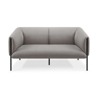 Sofá Alfa 2 Cuerpos gris VICCA, sofá tapizado con patas de acero negro, vista frontal