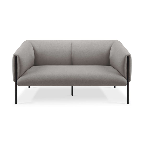 Sofá Alfa 2 Cuerpos gris VICCA, sofá tapizado con patas de acero negro, vista frontal