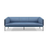 Sofá Alfa 3 Cuerpos azul VICCA, sofá tapizado con patas de acero negro, vista frontal