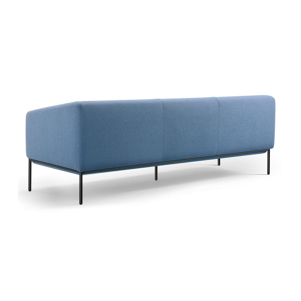 Sofá Alfa 3 Cuerpos azul VICCA, vista posterior del respaldo y la base de acero