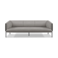 Sofá Alfa 3 Cuerpos gris VICCA, sofá tapizado con patas de acero negro, vista frontal