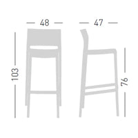 Medidas del Taburete Bakhita versión 76 cm: 103 cm de alto, 48 cm de ancho y 47 cm de fondo