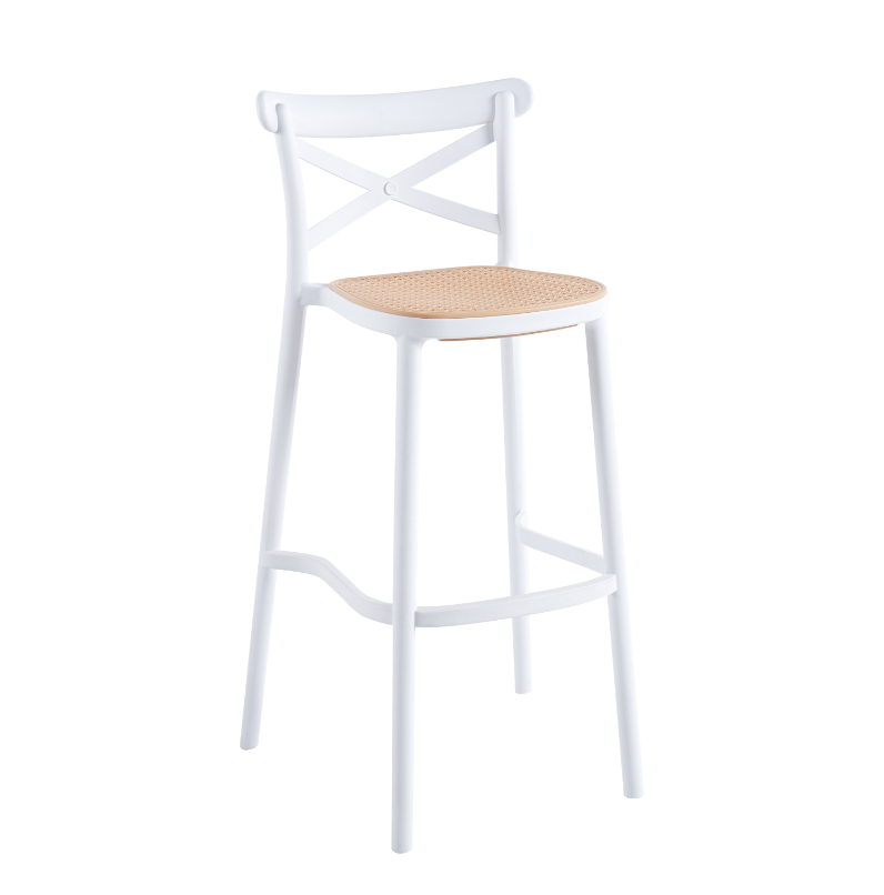 Taburete Crossback polipropileno blanco Vicca, vista frontal