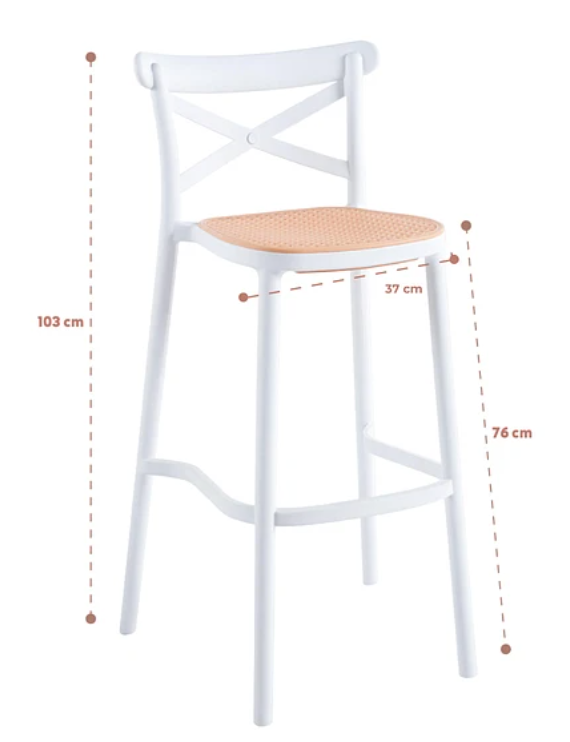 Taburete Crossback polipropileno  blanco
