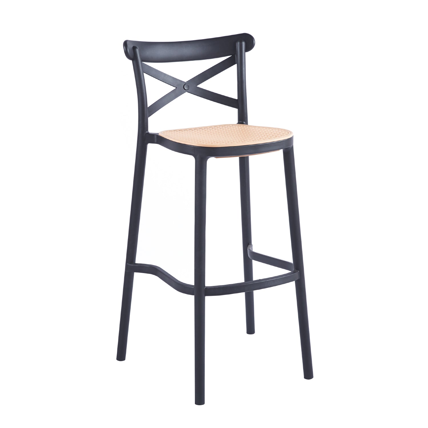 Taburete Crossback polipropileno negro Vicca, vista frontal