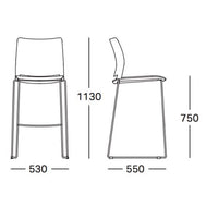 Medidas del Taburete Delta: asiento a 75 cm y 113 cm de alto total