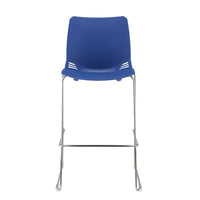 Taburete Race azul de polipropileno con base trineo cromada