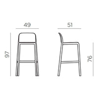 Medidas del taburete Faro Nardi grafito de 76 cm