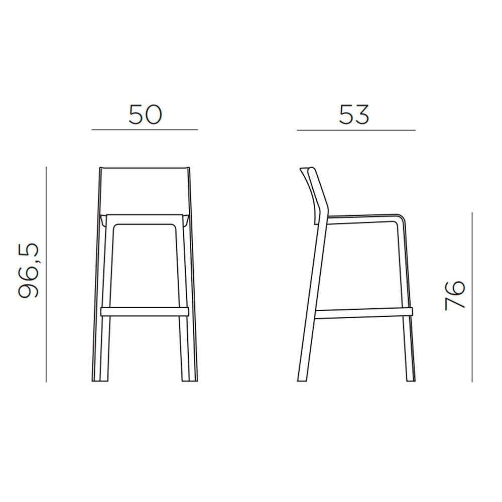 Taburete Trill Nardi Blanco 76 cm vista lateral