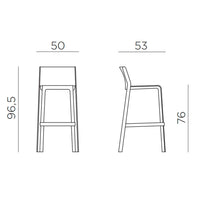 Taburete Trill Nardi Blanco 76 cm vista lateral
