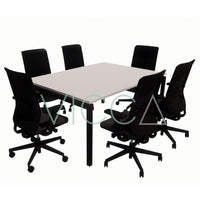 Mesa de reunión rectangular Vicca, color vainilla