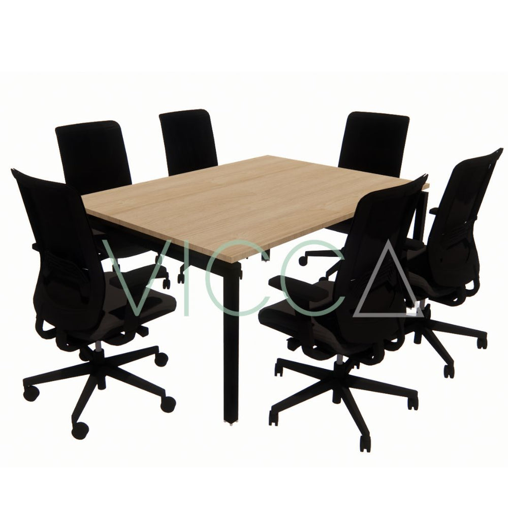 Mesa de reunión rectangular Vicca, color white oak