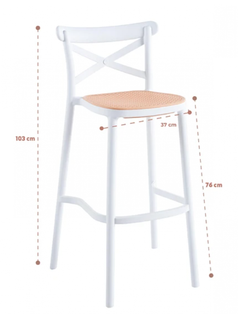 Taburete Crossback polipropileno  blanco