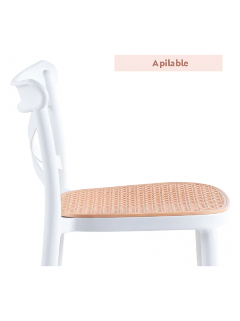 Taburete Crossback polipropileno  blanco