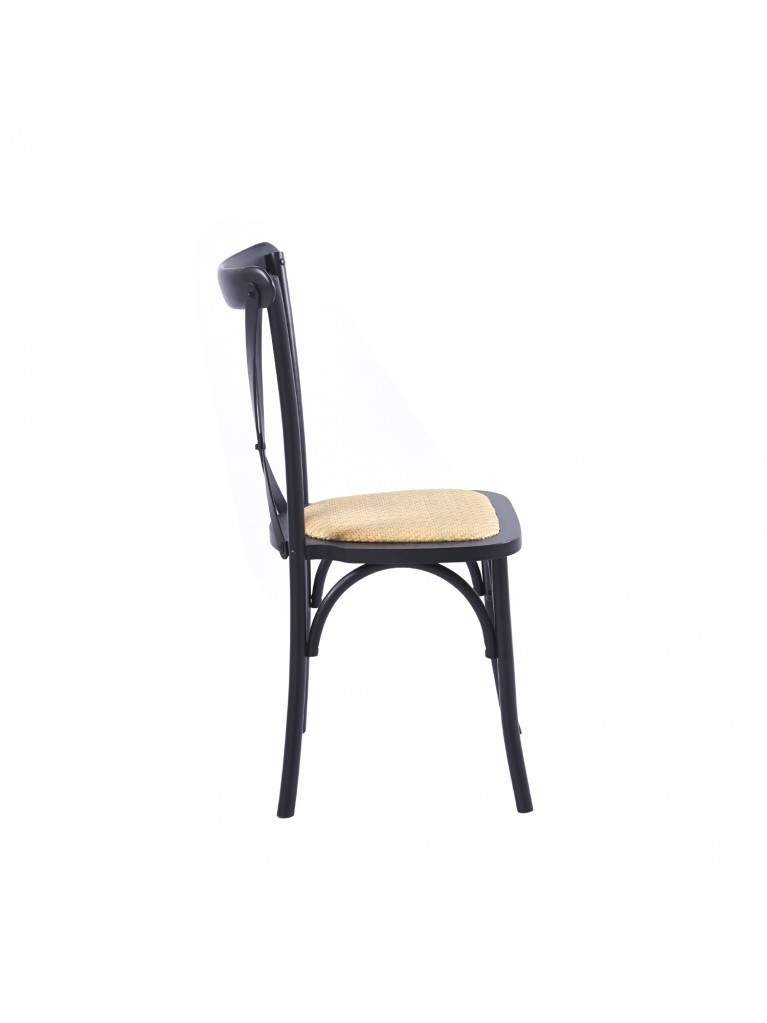 Silla Crossback Madera Negra/ Rattan 