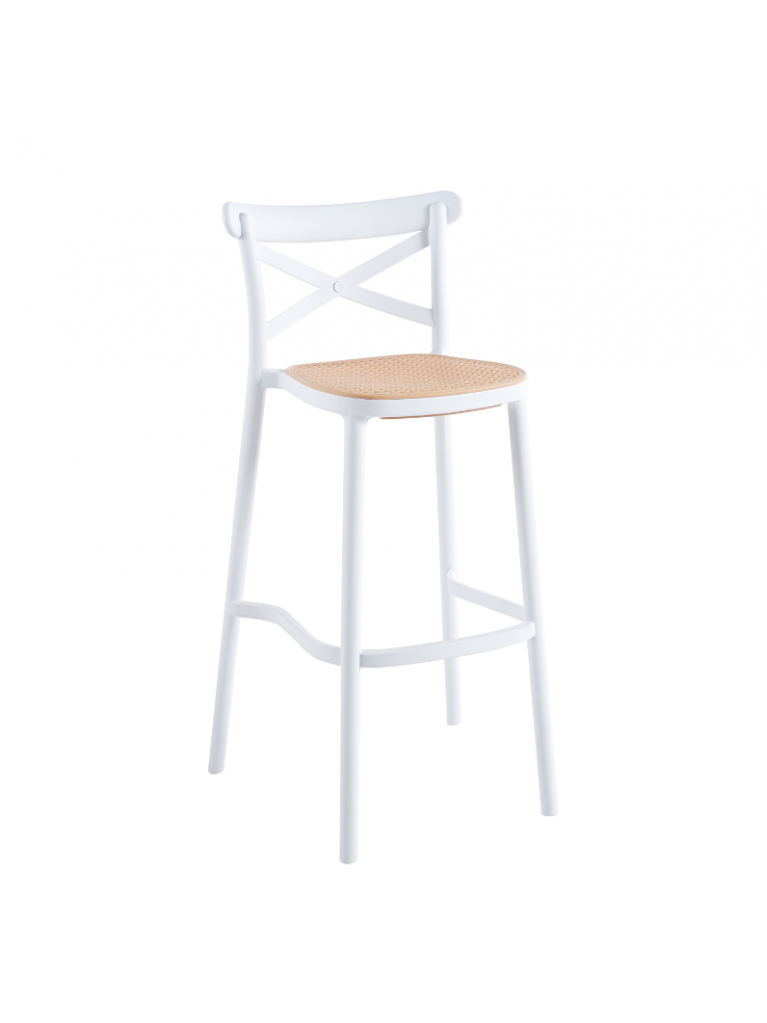 Taburete Crossback polipropileno  blanco