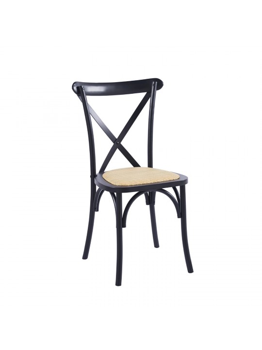 Silla Crossback Madera Negra/ Rattan 