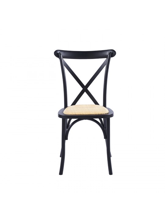Silla Crossback Madera Negra/ Rattan 